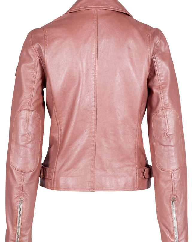 Sofia RF Leather Jacket, Rose Metallic