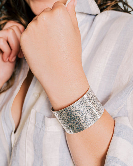 Silver Pebble Cuff Bracelet