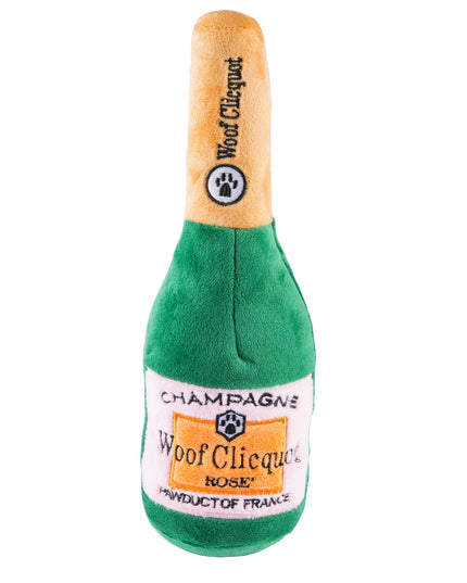 Woof Clicquot Rose' Champagne Bottle Squeaker Dog Toy: Large