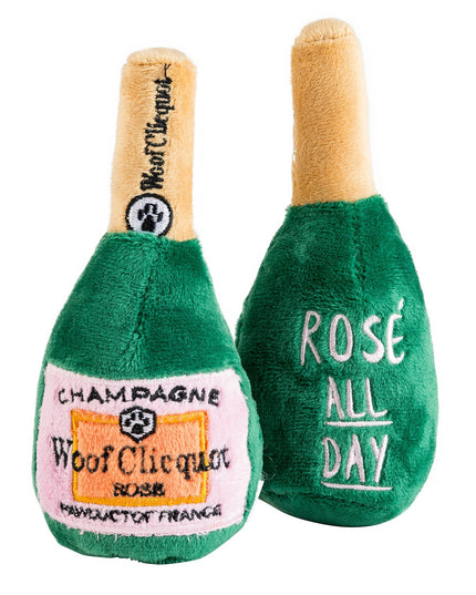 Woof Clicquot Rose' Champagne Bottle Squeaker Dog Toy: Large