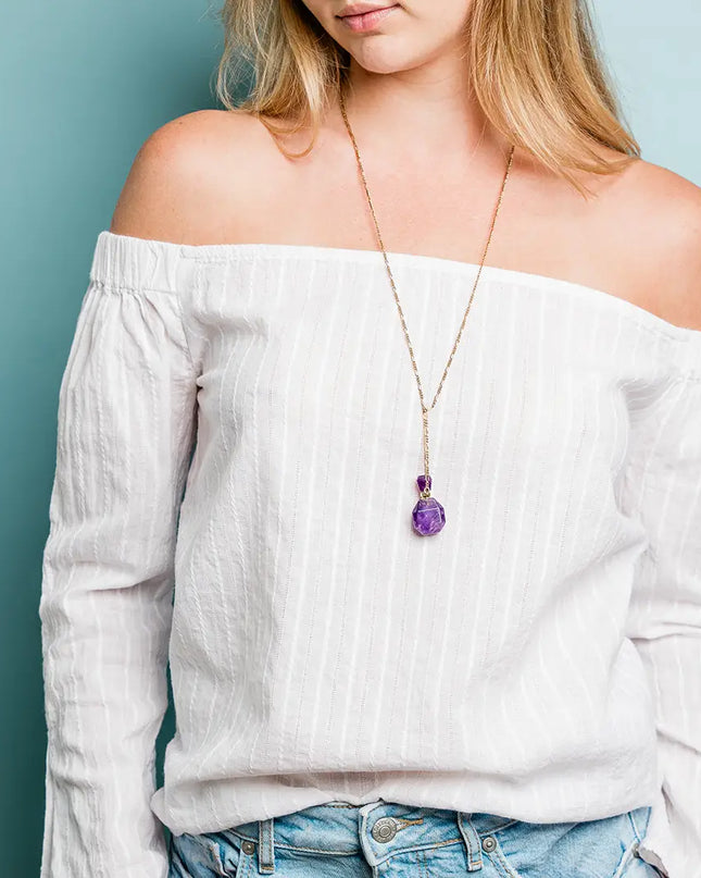Amethyst Perfume Bottle Necklace