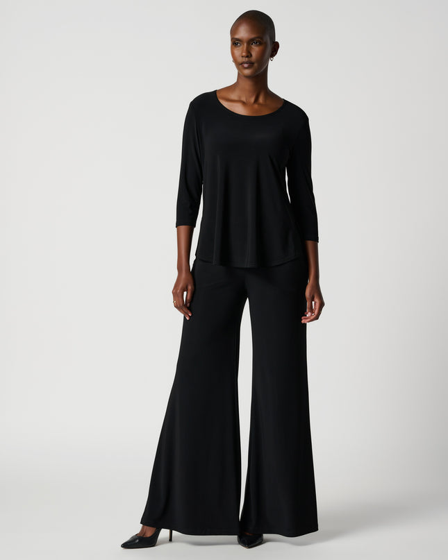 Joseph Ribkoff, black High-waisted Palazzo pants, slanted pockets. Women's srping collection. Mackinac Island boutique