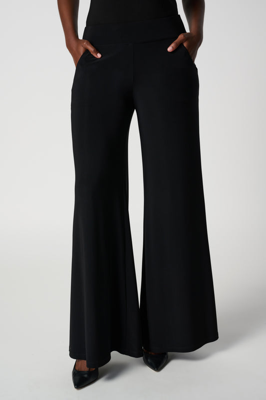 Joseph Ribkoff, black High-waisted Palazzo pants, slanted pockets. Women's srping collection. Mackinac Island boutique