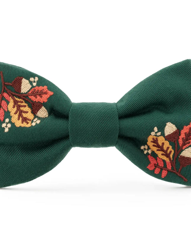 Fall Foliage Embroidered Dog Bow Tie