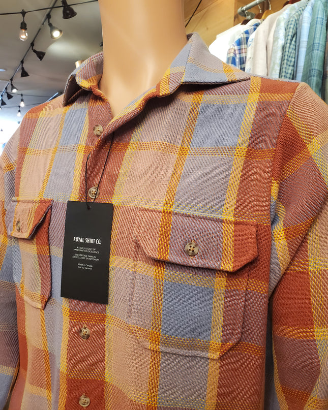 Royal 1968 Men's long sleeve novelty twill plaid button down. Cut and sewn in Canada. Available at Rustic Chic Boutique Mackinac Island, Michigan.