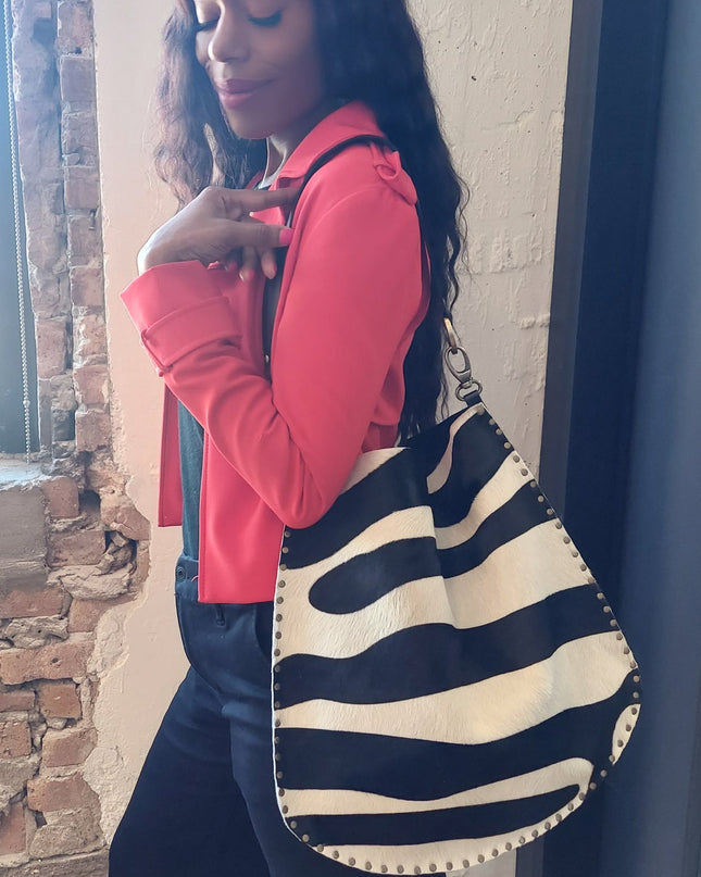 Large Shoulder + X-Body | Zebra Print Cow Hide
Regular price$675.00