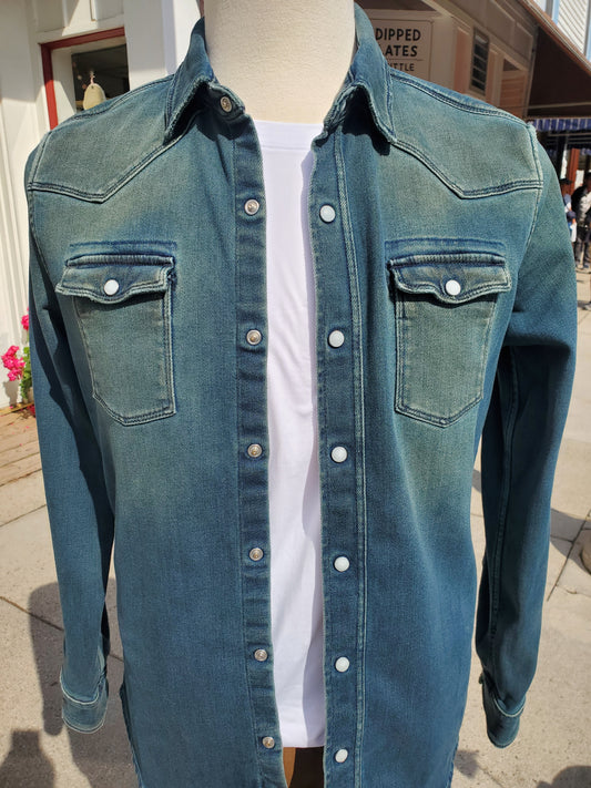 Men's Denim Snap Shirt I Blue