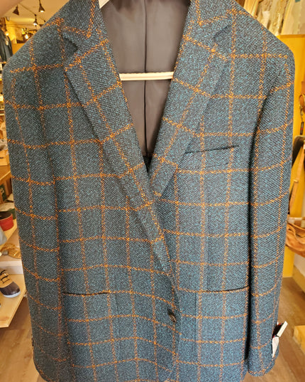 Byron Textured Plaid Premium Wool Blend Sportcoat - Green/Rust