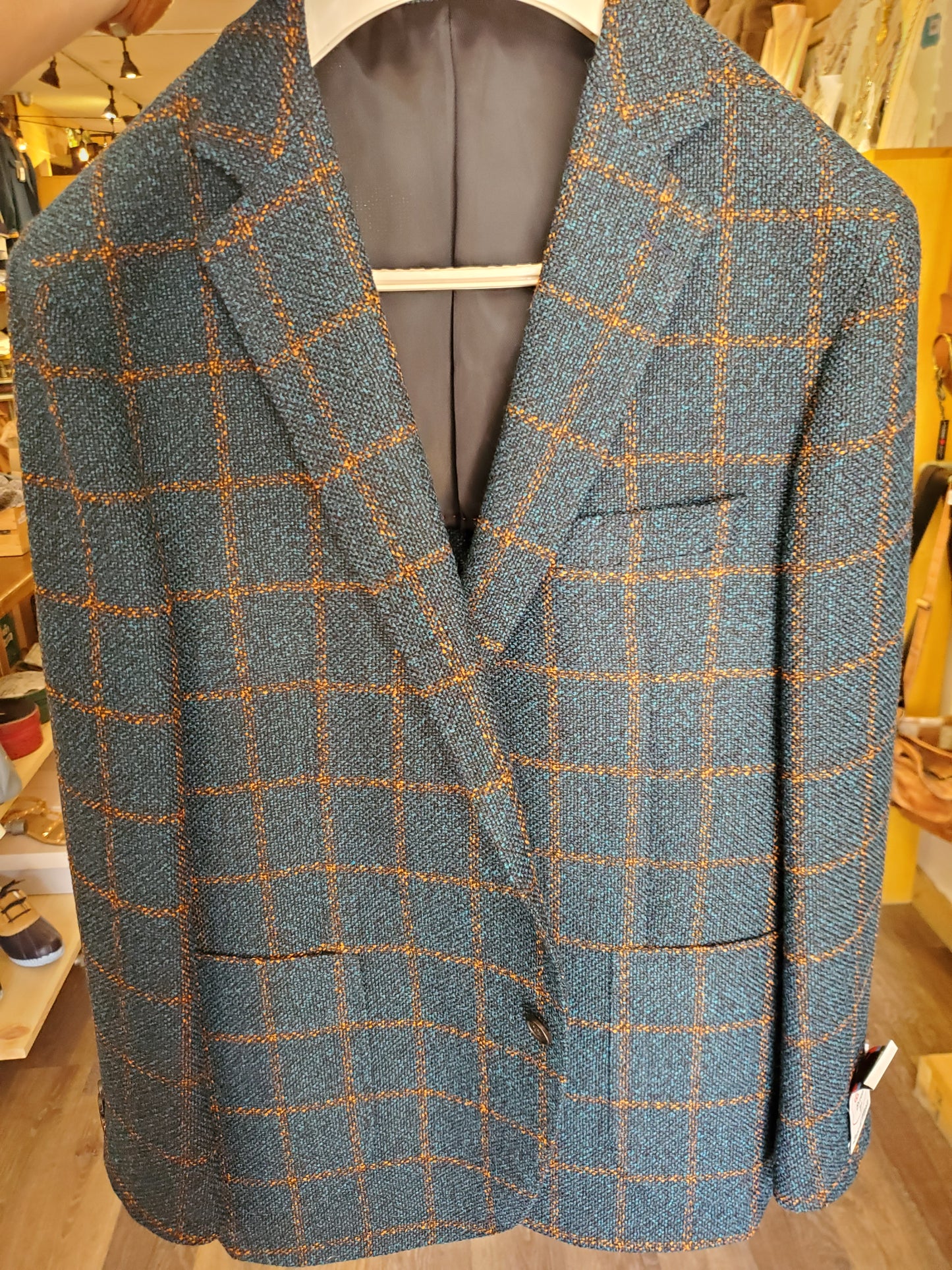 Byron Textured Plaid Premium Wool Blend Sportcoat - Green/Rust