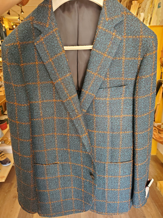 Byron Textured Plaid Premium Wool Blend Sportcoat - Green/Rust