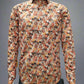 Orange & Red Boho Flower Print Italian Button Down