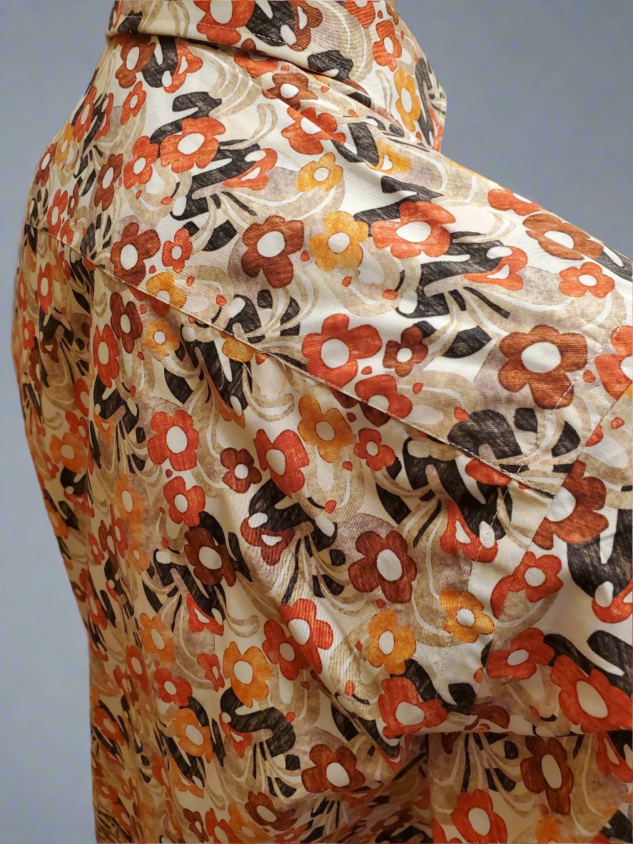 Orange & Red Boho Flower Print Italian Button Down