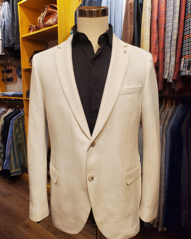 Jacquard Interlock Houndstooth Plaid Blazer