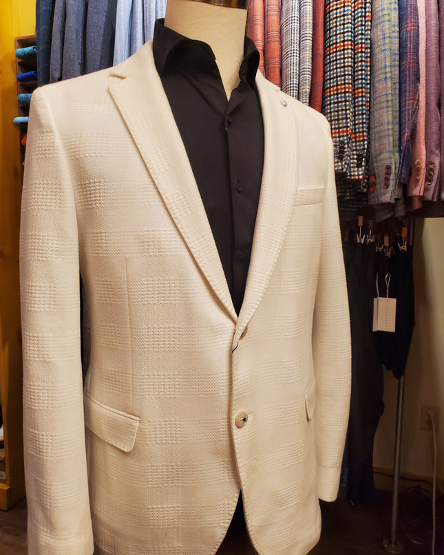 Jacquard Interlock Houndstooth Plaid Blazer