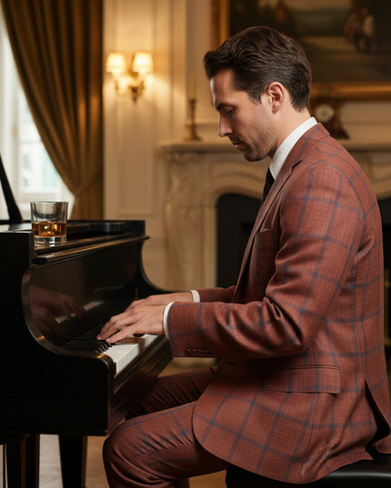 Red w/ Navy Pane Italian Summer Blend Sport Jacket