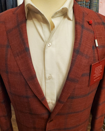 Red w/ Navy Pane Italian Summer Blend Sport Jacket