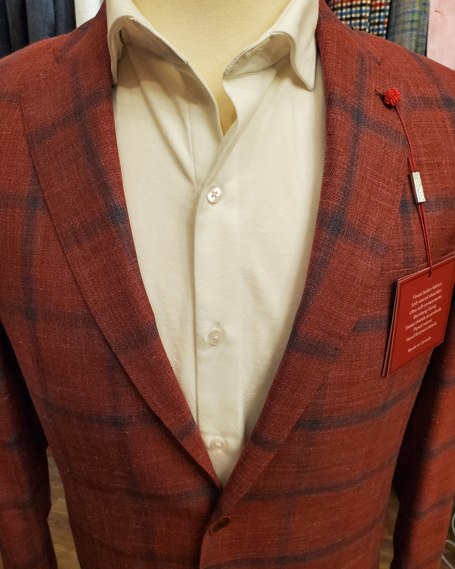 Red w/ Navy Pane Italian Summer Blend Sport Jacket