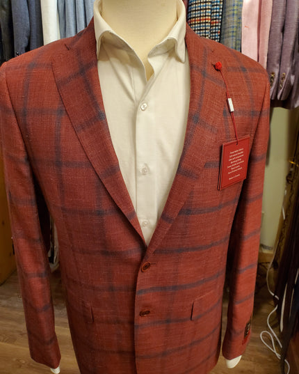 Red w/ Navy Pane Italian Summer Blend Sport Jacket