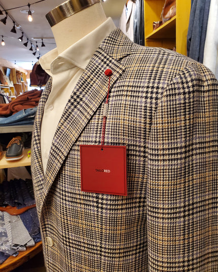 Italian Cream & Navy Houndstooth Sport Coat