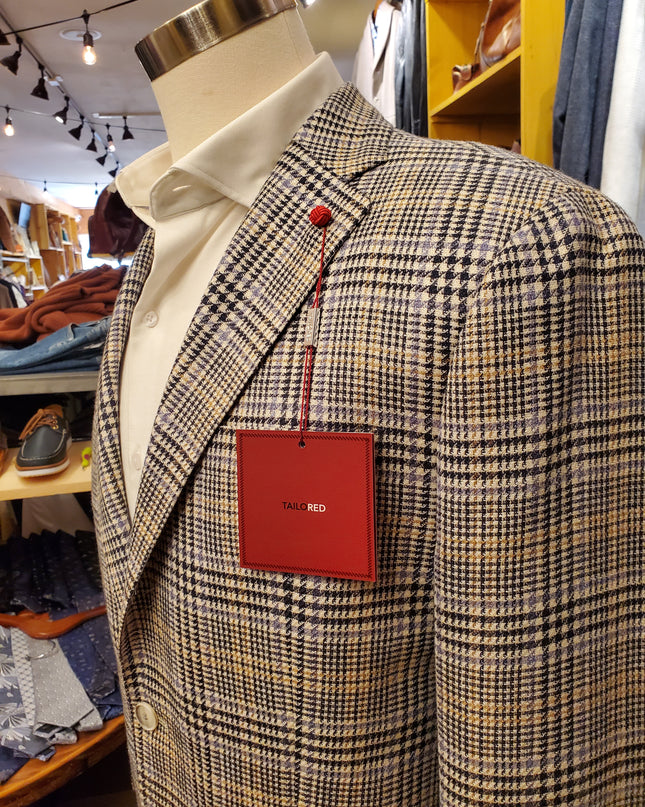 Italian Cream & Navy Houndstooth Sport Coat