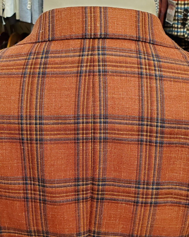 Rust & Blue Plaid Italian Sport Coat