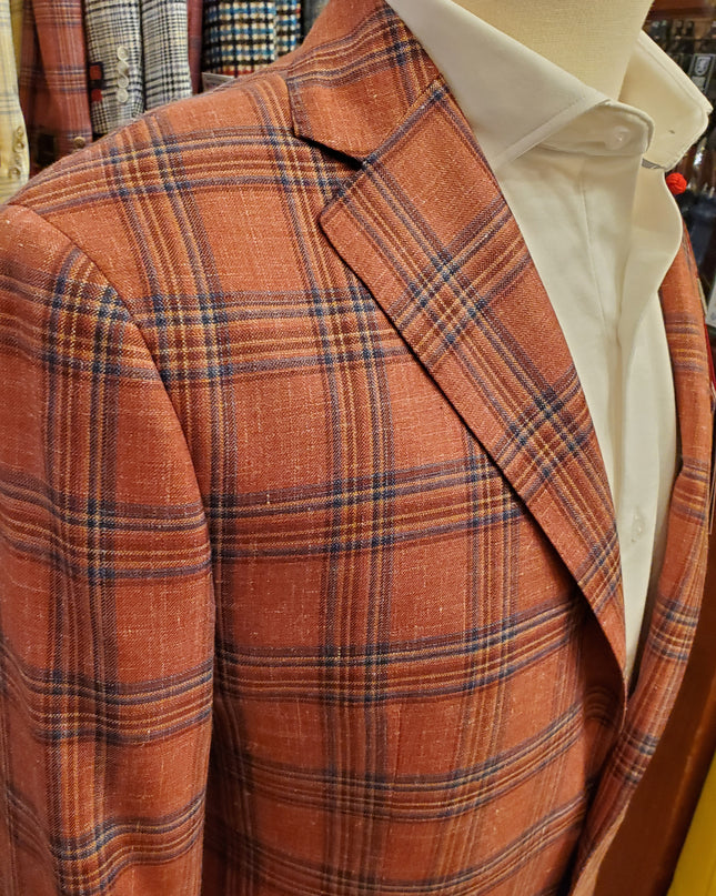 Rust & Blue Plaid Italian Sport Coat