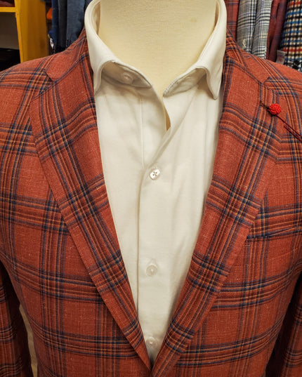 Rust & Blue Plaid Italian Sport Coat
