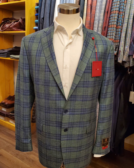 Green & Blue Plaid Italian Summer Blend Sport Jacket