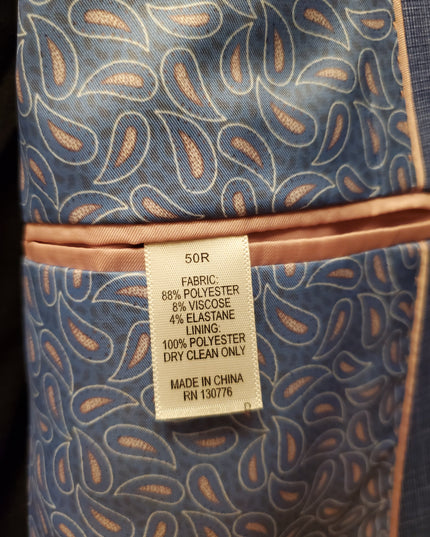 Blue Textured Solid Knit Sport Coat