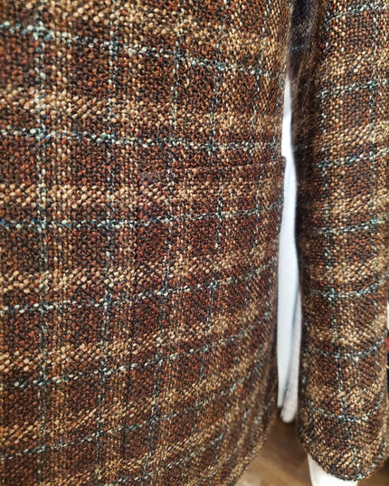 Byron Textured Plaid Premium Wool/Silk Blend Sport Coat - Brown/Teal