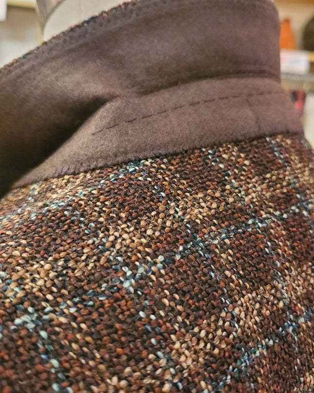 Byron Textured Plaid Premium Wool/Silk Blend Sport Coat - Brown/Teal