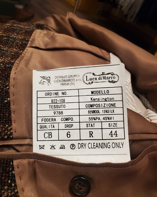 Byron Textured Plaid Premium Wool/Silk Blend Sport Coat - Brown/Teal