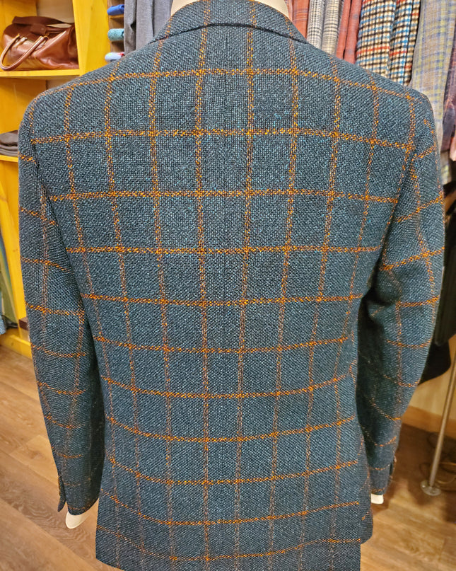 Byron Textured Plaid Premium Wool/Silk Blend Sportcoat - Green/Rust