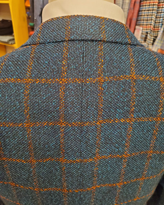 Byron Textured Plaid Premium Wool/Silk Blend Sportcoat - Green/Rust