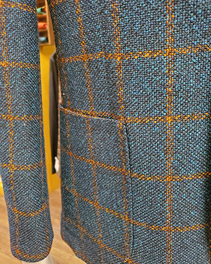 Byron Textured Plaid Premium Wool/Silk Blend Sportcoat - Green/Rust