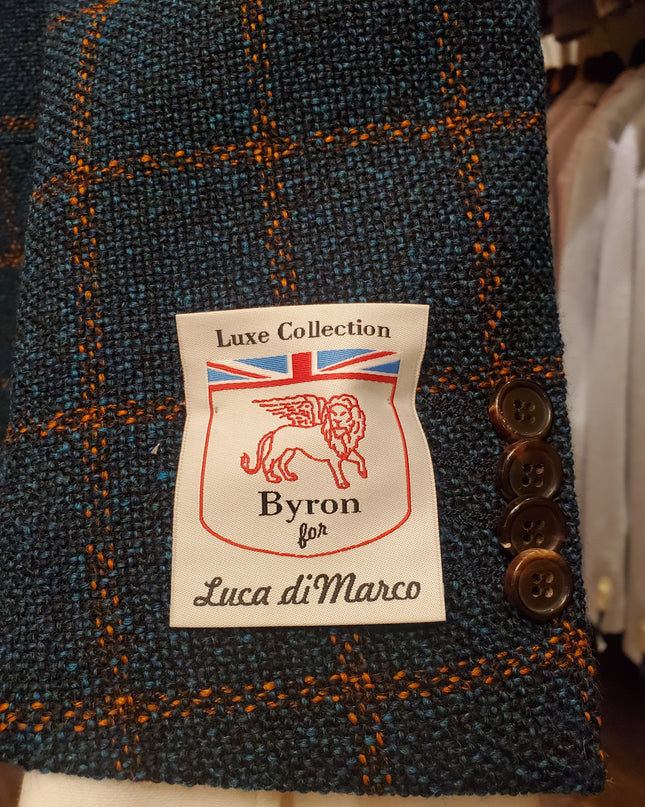 Byron Textured Plaid Premium Wool/Silk Blend Sportcoat - Green/Rust