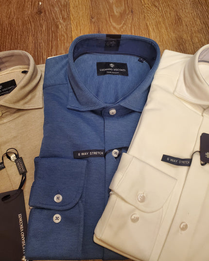 Men's 6-Way Stretch Solid Dress Shirt