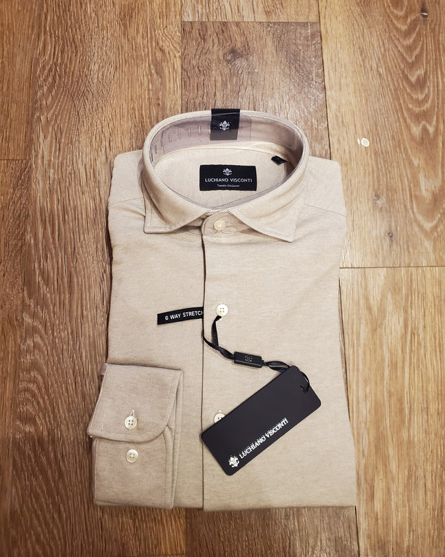 Men's 6-Way Stretch Solid Dress Shirt