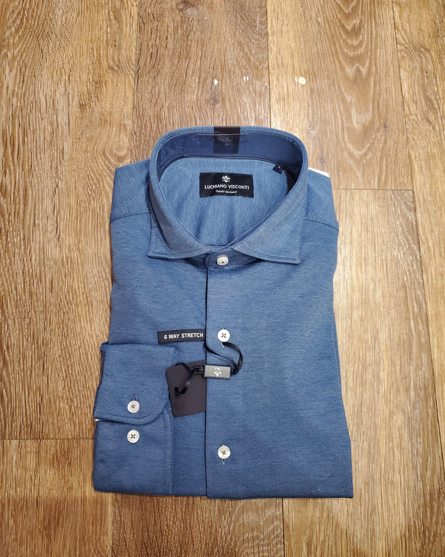 Men's 6-Way Stretch Solid Dress Shirt