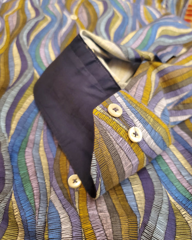 Italian-Made Abstract Earthy Toned Abstract Italian Button Down L/S