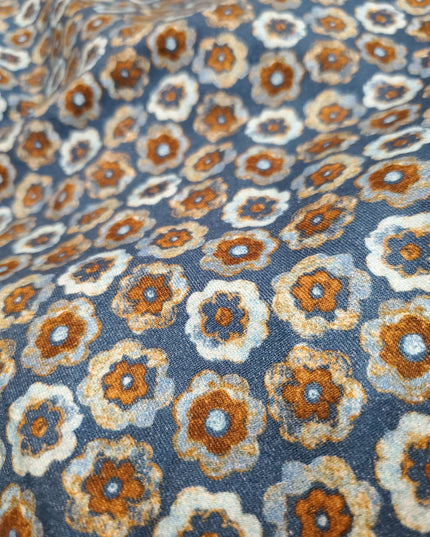 Italian-Made Aqua/Turquoise/Bronze Floral Color Pops L/S Button Down