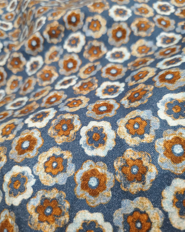 Italian-Made Aqua/Turquoise/Bronze Floral Color Pops L/S Button Down