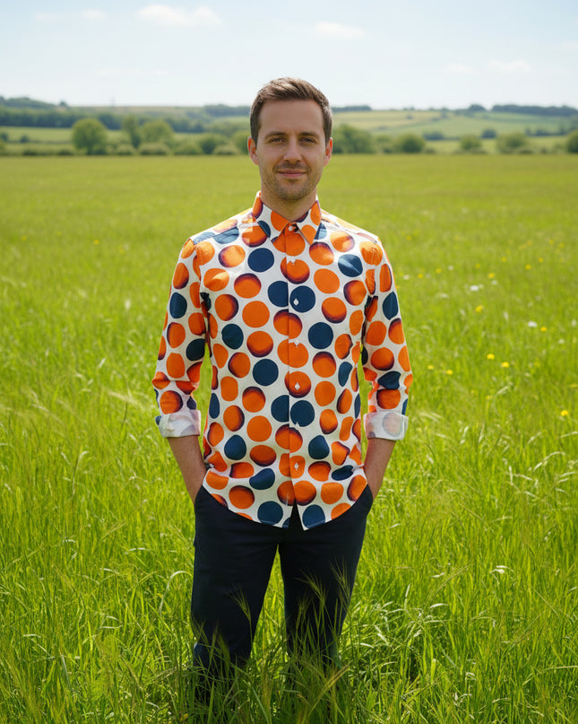 Orange Phases Men's Italian Button Down L/S