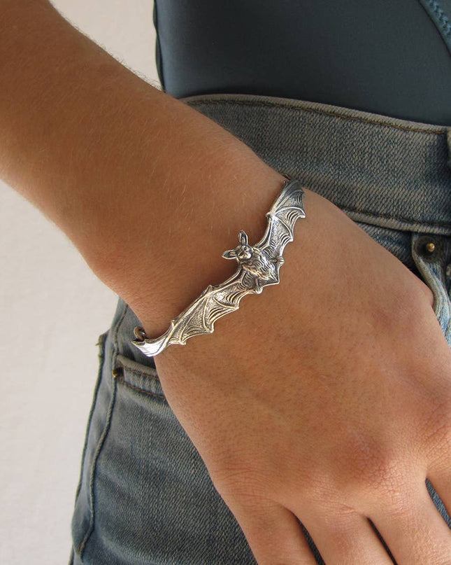 Silver Bat Bracelet: Medium