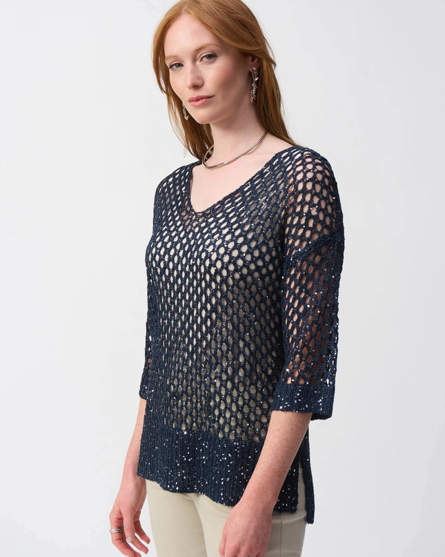 Open Stitch Sweater with Sequins
