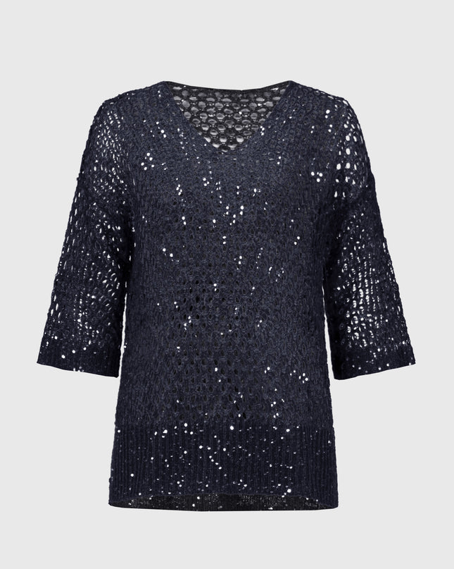 Open Stitch Sweater with Sequins