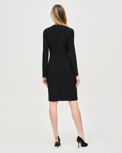 Silky Knit and Leatherette Sheath Dress