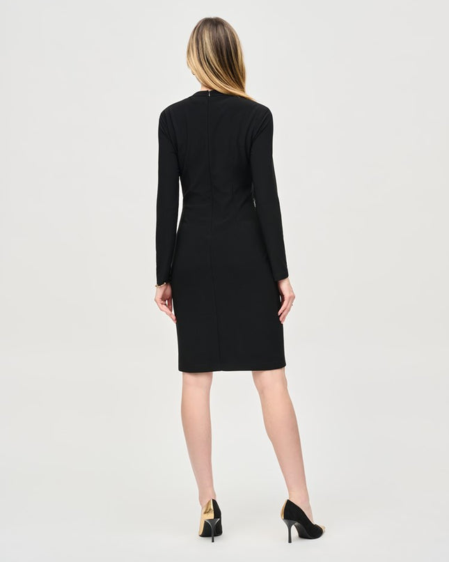 Silky Knit and Leatherette Sheath Dress