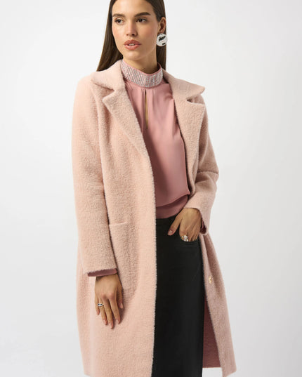 Feather Yarn and Faux Fur Sweater Coat