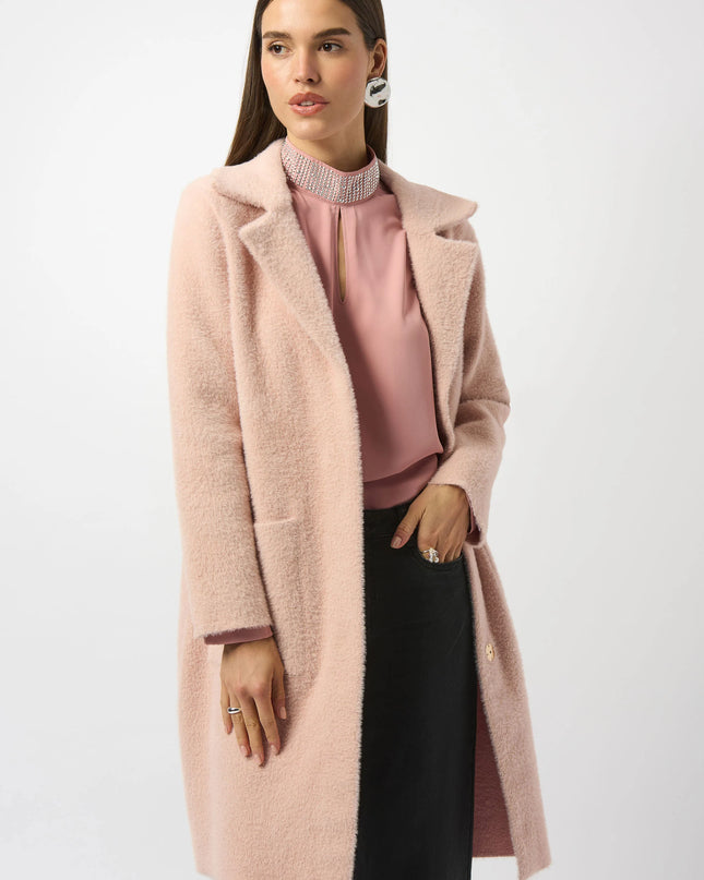 Feather Yarn and Faux Fur Sweater Coat